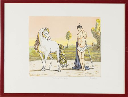 Giorgio de Chirico (Volo 1888 – Roma 1978), “Castore e il suo cavallo”.