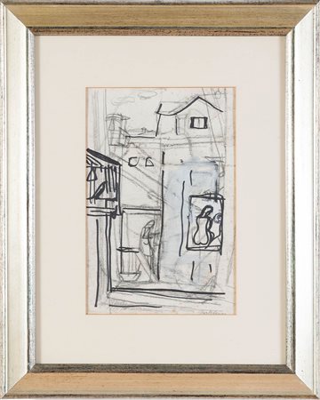 Luigi Bartolini (Cupramontana 1892 – Roma 1963), “Scorcio di case”.