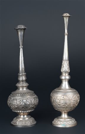 Arte Islamica  Two silver rose water sprinklers India, 19th century .