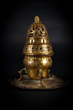 Arte Islamica  Ottoman tombak domed incense burner Turkey, late 18th century .
