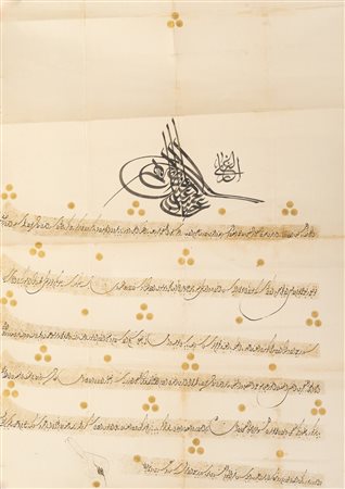 Arte Islamica  Ottoman firman with the tughra of Abdullhamid 2nd (r. 1876-1909).