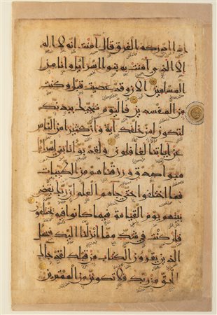 Arte Islamica  A folio from a large Quran in Eastern KuficIran, 12th century .