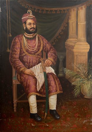 Arte Islamica  A Maharaja portrait India, 20th century Oil on canvas .