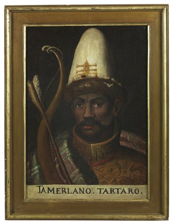 Arte Islamica  A rare Timur’s portrait After Cristofano dell'Altissimo (Florence 1525-1605)17th century Oil on canvas .