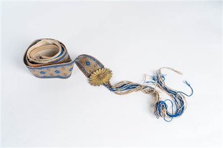 Arte Islamica  A silk and cotton belt with brass buckle Turkey, 19th century .