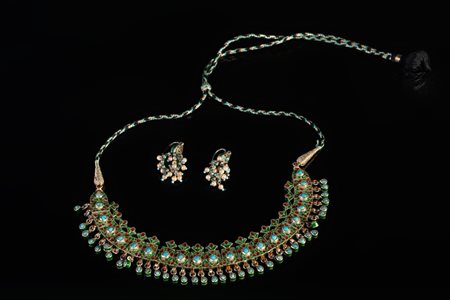 Arte Islamica  A set of enameled necklace and earrings India, possibly Lucknow, late 19th century .