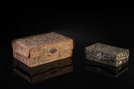 Arte Islamica  Two Safavid metal thread embroidered boxes Persia, 17th century .