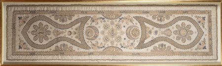 Arte Islamica  A large linen embroidery with pseudo tughra and insciptions Possibly India, 19th century .