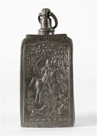 Arte Islamica  A pewter gun powder bottle Ottoman Empire, Balcans, 19th century .