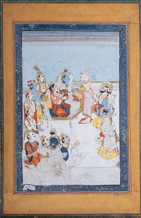 Arte Indiana  A painting depicting a rite with Rama and Sita  India, 18th-19th century .