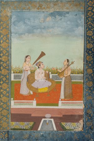 Arte Indiana  Portrait of a noble man India, Rajasthan or Jaipur, late 18th-early 19th century .