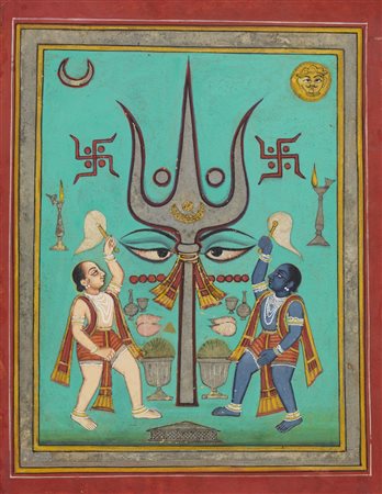 Arte Indiana  A Shivaite miniature India, Rajasthan, Mewar, 20th century .