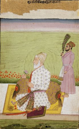 Arte Indiana  A miniature painting portraying a elderly nobleman  India, possibly Deccan, 18th-19th century .