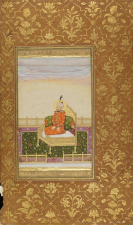 Arte Indiana  Portrait of a Raja on a terrace India, Deccan, 19th century Pigments and gold on paper .