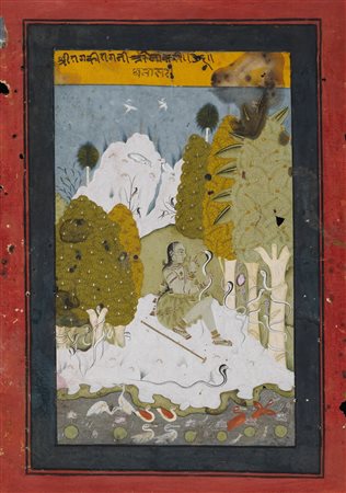 Arte Indiana  Miniature from a Ragamala serie depicting Asavari Ragini Northern India, Rajasthan, early 19th century Natural pigments and gold on paper .