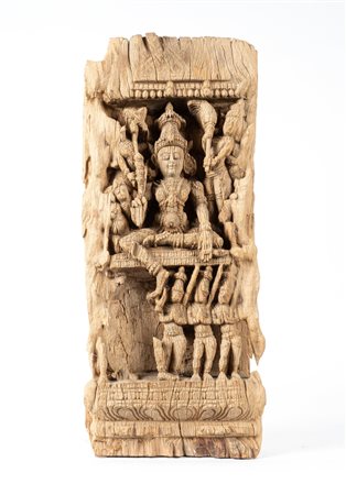 Arte Indiana  A wooden chariot panel carved with Lakshmi and Hanuman Southern India, 18th century .