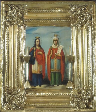 Icona russa con santi