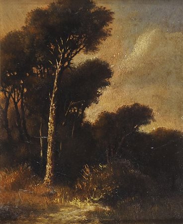 dipinto-bosco di sera