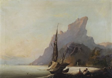 dipinto-marina con barche