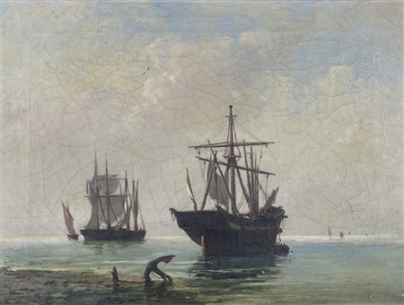 dipinto-marina con barche