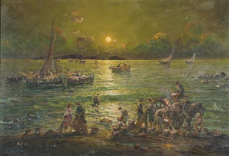 dipinto-marina al tramonto