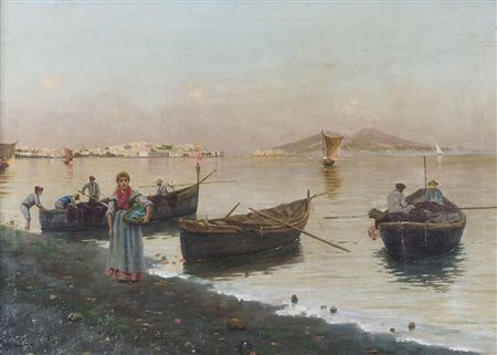 dipinto-marina al tramonto