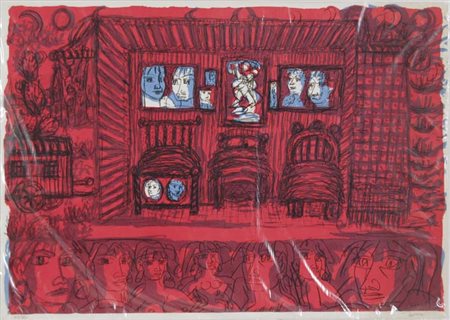 ZANCANARO TONO Padova 1906 - 1985 Scenografia per I pagliacci 1978 litografia...