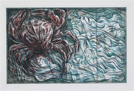 BODINI FLORIANO Varese 1933 Granchio litografia es. p.d.s. 54x75 cm firma in...