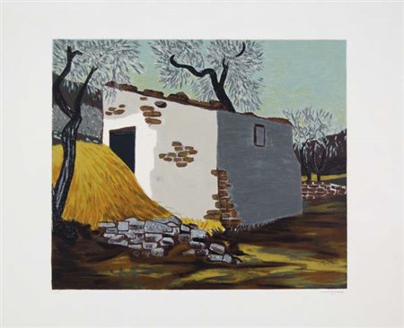 MIGNECO GIUSEPPE Messina 1908 - Milano 1997 Paesaggio litografia es. XV/XXX...