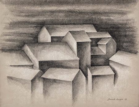 BARBARO REMIGIO Venezia 1911 - 2005 Paesaggio 1979 disegno a china su carta...