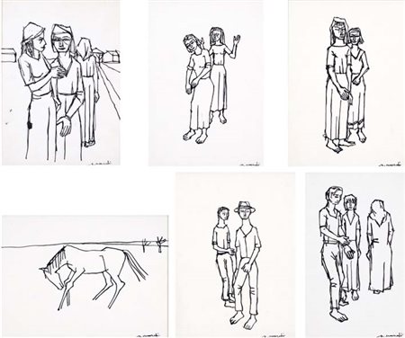 NARDI SANDRO Follina (TV) 1915 - 1998 Soggetti vari lotto di sei disegni a...