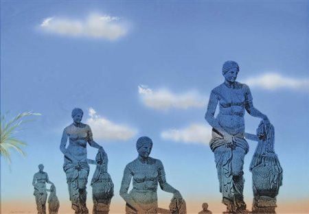 MASI CARLO 1934 Malibù, mon amour 1988 tempera e collage su cartone 50x73 cm...