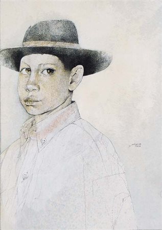 MORRA ROSARIO Frignano 1953 Figura 1988 tecnica mista su tavola 23x18 cm...