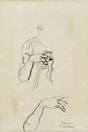 PROVINO SALVATORE Bagheria (PA) 1943 Da Michelangelo 1963 disegno a china su...