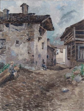 NEI PASINETTI GIOVANNI Venezia 1894 - 1979 Casa di montagna 1924 olio su tela...