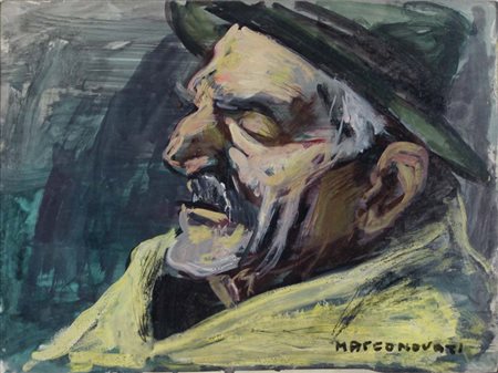 NOVATI MARCO Venezia 1895 - 1975 Bevitore olio su tavola 30x40 cm firma in...