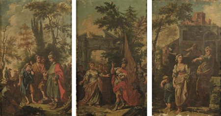 Scuola Toscana, XVIII sec. Storie di Giuseppe ebreo Olio su tela, cm....
