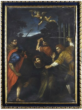 Scuola Emiliana, XVII sec. Martirio di Santo domenicano Olio su tela, cm....