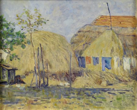 Galileo Chini (Firenze, 1873 - 1956) Campagna di versilia presso il Lido di...