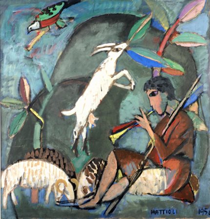 Carlo Mattioli (Modena, 1911 - Parma, 1994) Scena pastorale (Pastore con il...