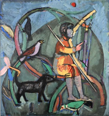 Carlo Mattioli (Modena, 1911 - Parma, 1994) Scena pastorale (pastore con...