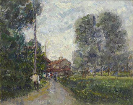 Umberto Vittorini (Barga, 1890 - 1970) Paesaggio lombardo, 1932 Olio su...