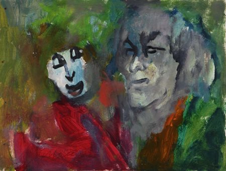 Mino Maccari (Siena, 1898 - Roma, 1989) Due volti Olio su cartoncino...