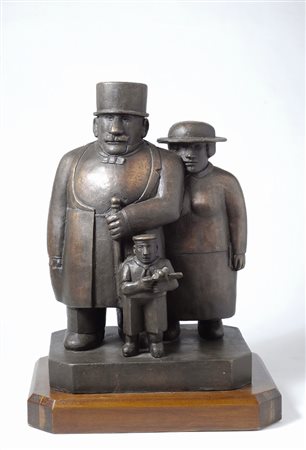 Franz Borghese (Roma, 1941 - 2005) La famiglia Bronzo, cm. 44,5x30x24,5; es....