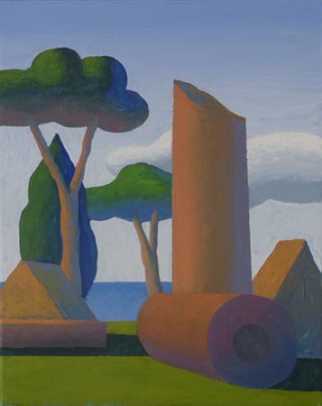 Salvo (Leonforte, 1947) Capriccio Olio su tela, cm. 50x40 Firma e titolo sul...