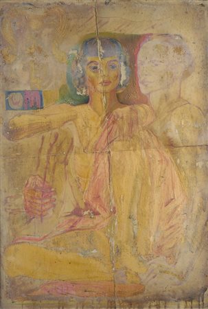 Anonimo del XX sec. Amor divino Olio su cartone, cm. 102,5x71 € 150/250