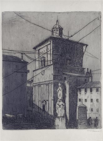 Anonimo del XX sec. Veduta di piazza Acquatinta, mm. 400x300 (foglio); mm....