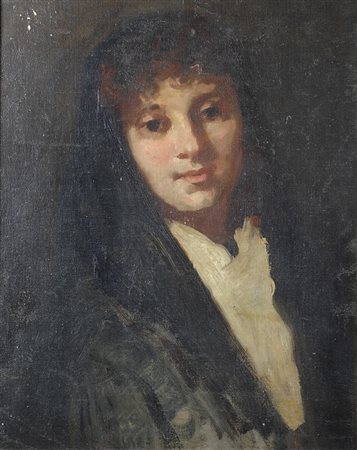 Anonimo del XX sec. Ritratto di donna Olio su tela, cm. 50x37,5 € 800/1.200