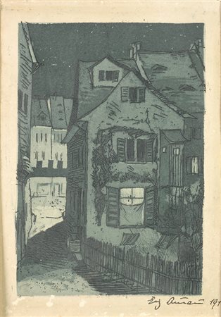 Anonimo del XX sec. Vicolo Acquaforte, cm. 20x13,8 (foglio); cm. 15,5x10...