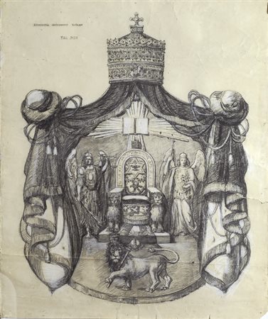 Anonimo del XX sec. Ethiopian government emblem Matita su carta, cm. 83x70 €...